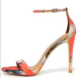 Steve Madden Stecy Floral Coral Ankle Strap Heels